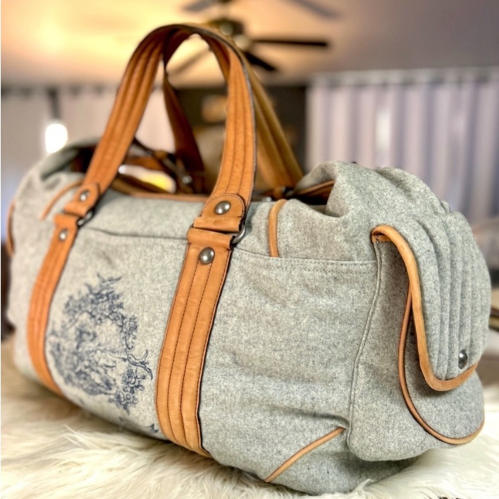 Vintage Juicy Couture duffle travel bag wool and cowhide
